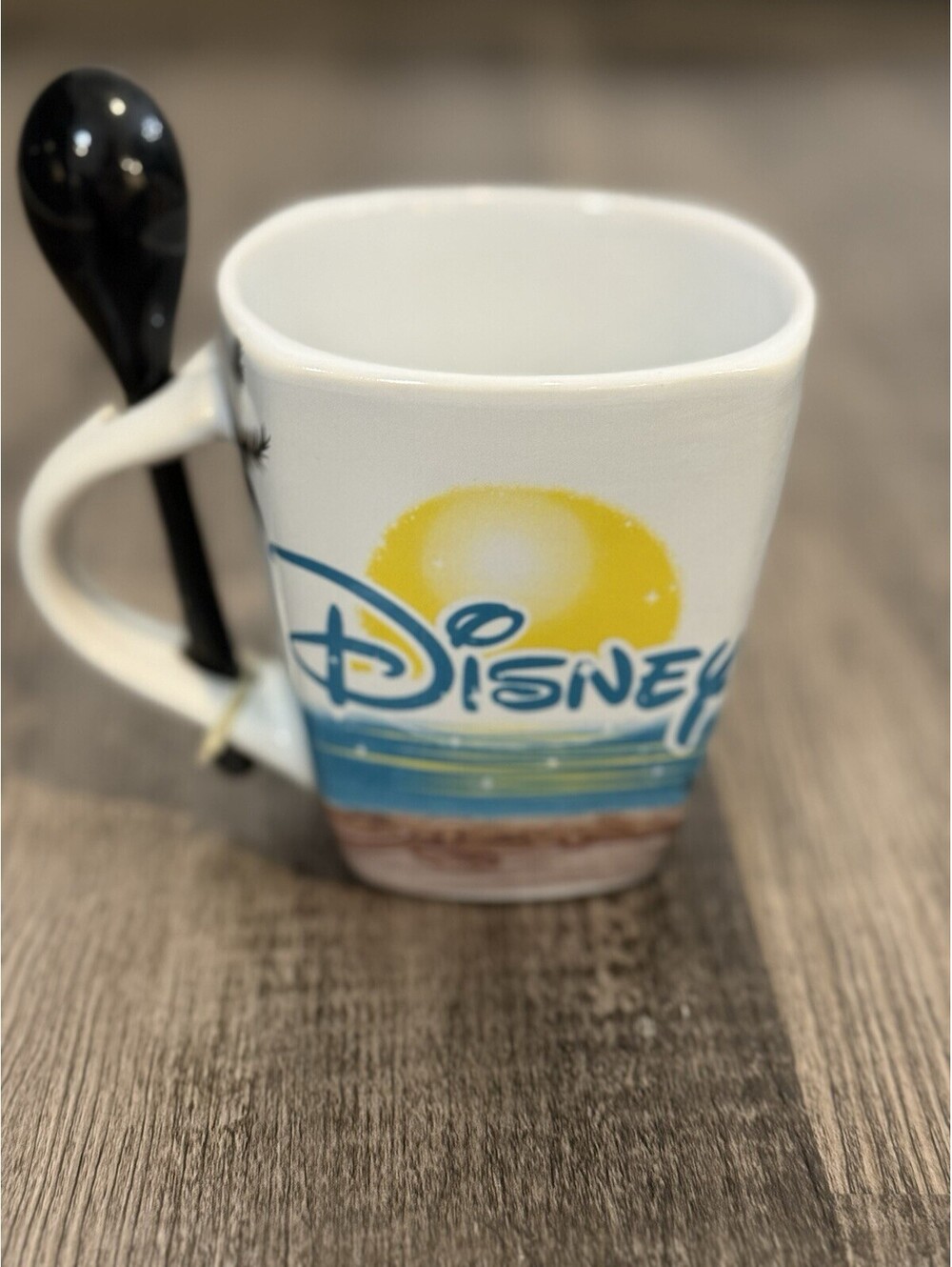 Disney Mickey & Minnie Mug With Spoon Watching Sunset Jerry Leigh